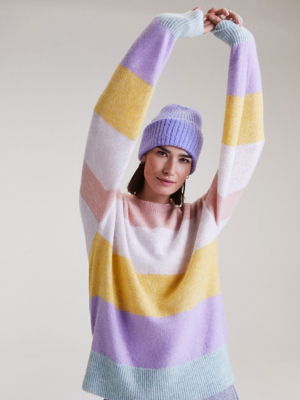 Pastel Rainbow Striped Knitted Jumper Women at ASDA