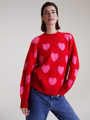 Red Heart Knitted Jumper Women at ASDA