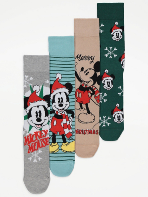 Disney Mickey Mouse Christmas Socks 4 Pack  Men  George at ASDA