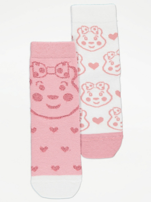 Children In Need Blush Heart Pink Socks 2 Pack Kids at ASDA