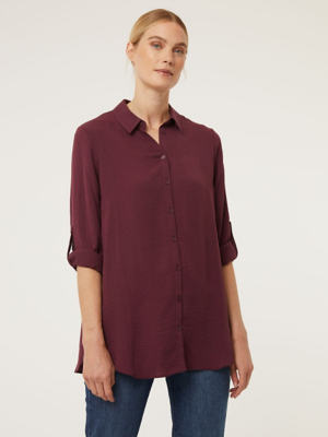 burgundy dress shirt women's