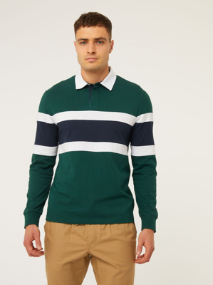 Green Striped Rugby Top Men at ASDA