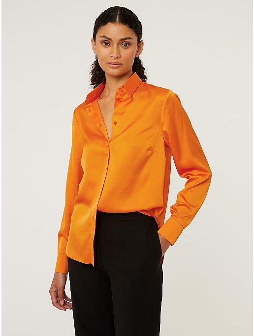 Orange Satin Shirt | Women | George at ASDA