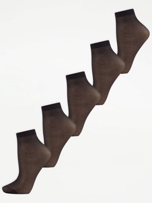 Black 15 Denier Lycra Ankle High Stockings 5 Pack Lingerie