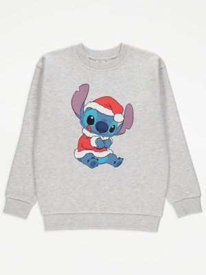 Disney Lilo & Stitch Grey Matching Christmas Jumper Kids at ASDA