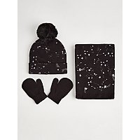 Black Star Constellation Hat Scarf and Gloves Set | Kids | George at ASDA