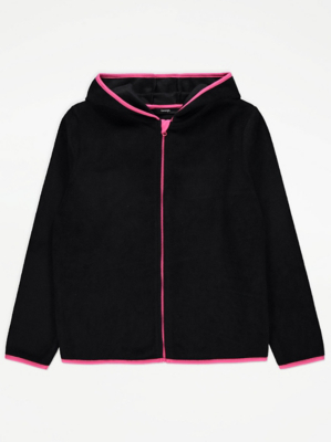 Pink Trim Zip Up Fleece Hoodie Kids at ASDA