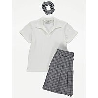 Grey Houndstooth Skort and Polo Top 3 Piece Outfit | Kids | George at ASDA