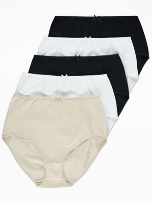 Assorted Neutral Full Brief Knickers 5 Pack Lingerie at ASDA