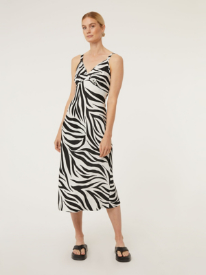 Mono Zebra Satin Midi Slip Dress Women at ASDA
