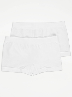 Plain Seam Free White Shorts 2 Pack Kids at ASDA