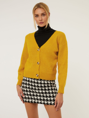 Mustard VNeck Knitted Cardigan Women at ASDA