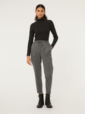 Grey Herringbone Casual Trousers Women at ASDA