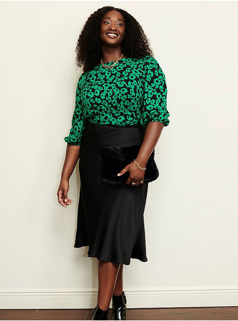 Black Satin Midi Skirt | Women | George at ASDA