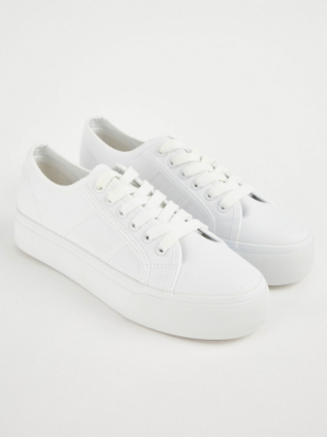 White Flatform Canvas Trainers Women at ASDA
