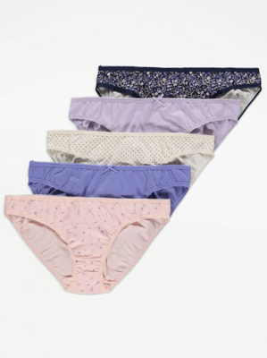 Purple Floral Print Mini Knickers 5 Pack Sale & Offers at ASDA