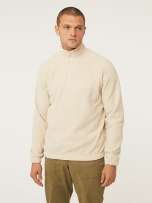 Cream Quarter Zip Up Fleece Men at ASDA