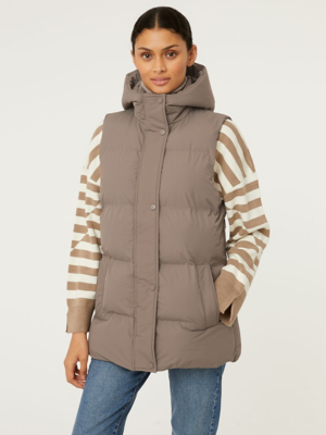 Brown Padded Hooded Gilet Women at ASDA