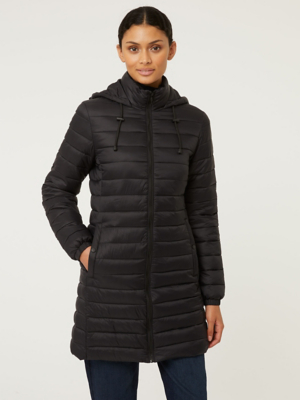 Black Hooded Padded Longline Coat Sale & Offers at ASDA