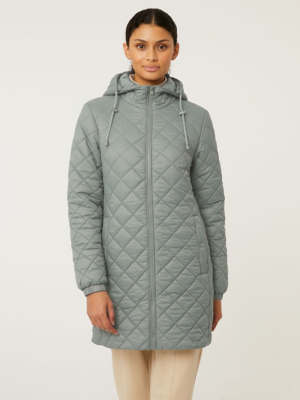 Sage Green Padded Longline Coat Women at ASDA