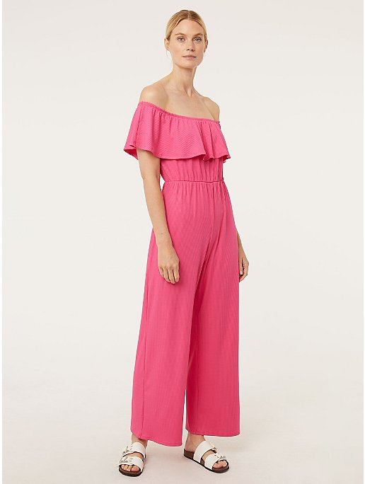 Pink Bardot Frill Jumpsuit | Women | George at ASDA