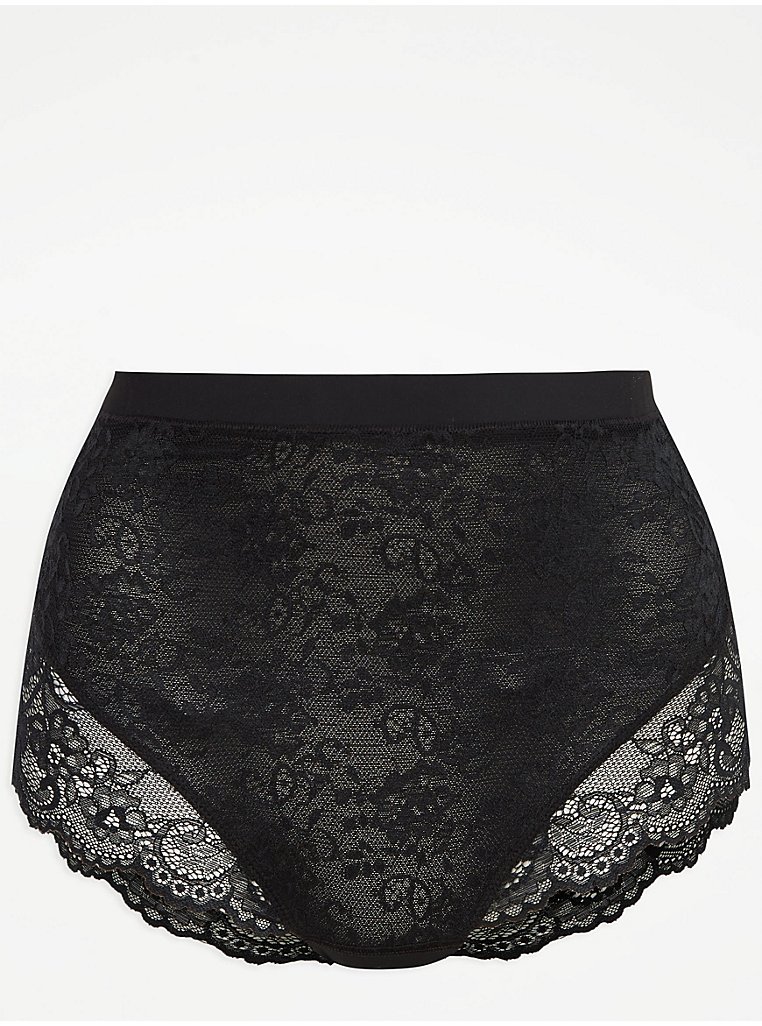 Black Lace Shaping High Waisted Briefs, Lingerie
