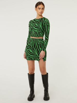 G21 Green Zebra Print Skirt Women at ASDA