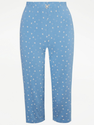 Light Blue Heart Cropped Pyjama Bottoms Women at ASDA