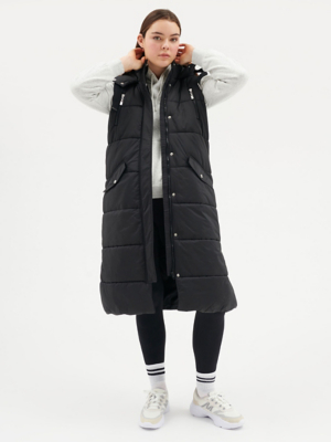 Black Longline Padded Gilet Women at ASDA