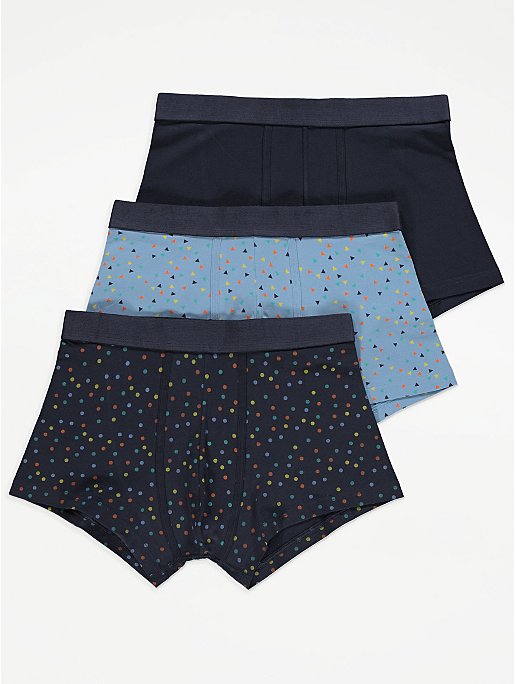 Navy Spot Hipster Jersey Boxers 3 Pack | Men | George at ASDA