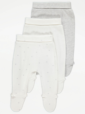 Grey Ribbed All In One Leggings 3 Pack Baby at ASDA