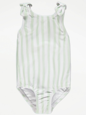 Green Striped Swimsuit Baby at ASDA