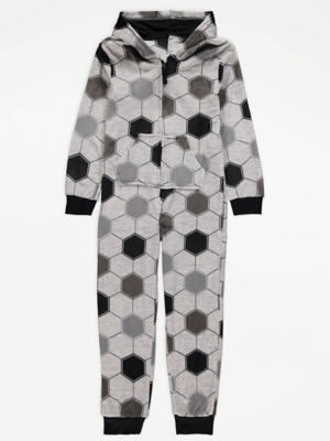 Grey Football Fleece Onesie Kids at ASDA