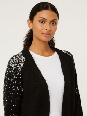 sequin black cardigan