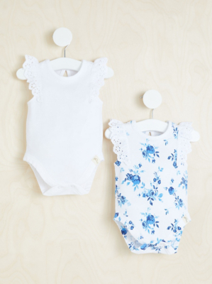 Billie Faiers Blue Rose Frilly Bodysuits 2 Pack Baby at ASDA