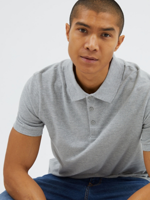 Grey Short Sleeve Polo Shirt Men at ASDA