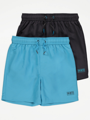 Plain Swim Shorts 2 Pack Kids at ASDA