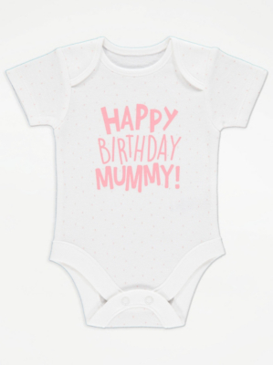 Happy Birthday Mummy Slogan Print Short Sleeve Bodysuit Baby