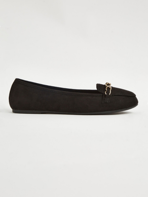Wide Fit Black Ballet Slipper Loafers Women at ASDA