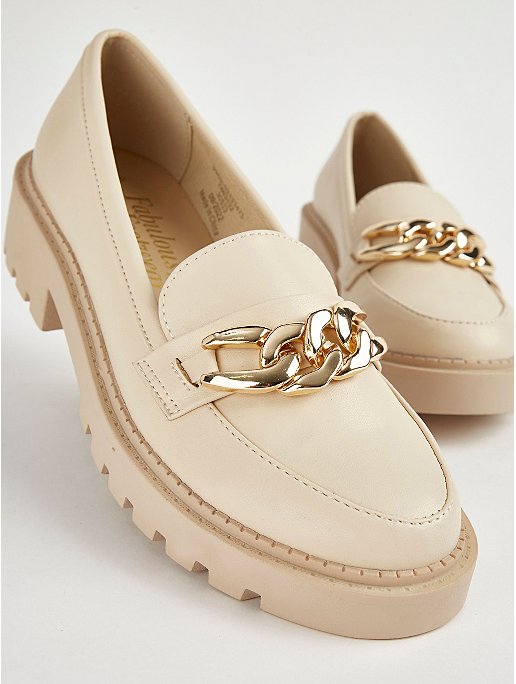 Cream Gold Chain Loafers | Women | George at ASDA