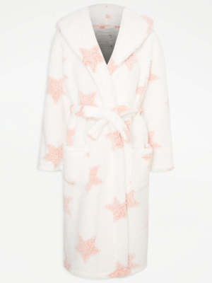 White Star Print Fleece Dressing Gown Women at ASDA