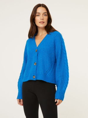 Blue Cable Knitted Button Front Cardigan | Women | George at ASDA