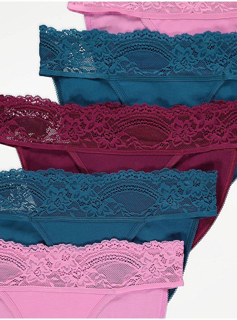 Lace Trim Tanga Briefs 5 Pack, Sale & Offers