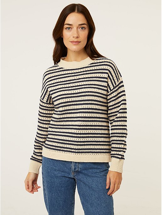 Navy Striped Knitted Jumper | Women | George at ASDA