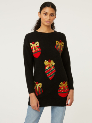 Bauble Print Knitted Christmas Jumper Women at ASDA