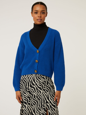 Blue Knitted Boyfriend Cardigan Women at ASDA