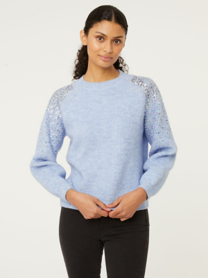 Blue Sequin Knitted Jumper | Sale & Offers | George at ASDA