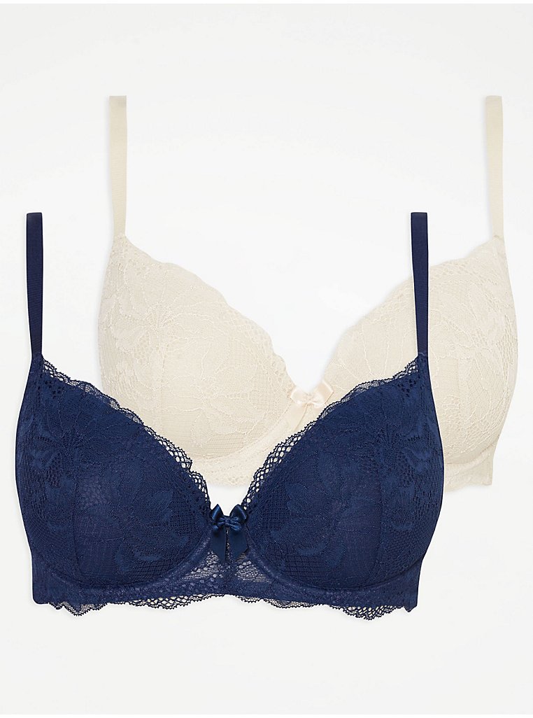 Navy Lace T-Shirt Bras 2 Pack, Sale & Offers