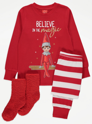 The Elf On The Shelf Pyjamas and Socks Gift Box Set Kids at ASDA