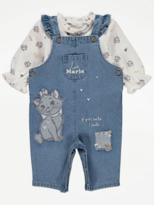 Disney The Aristocats Denim Dungarees and Bodysuit Outfit Baby